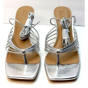 I.N.C. International Concepts Women's Sahla Ankle-Tie Sandals Silver Size 9M NWT